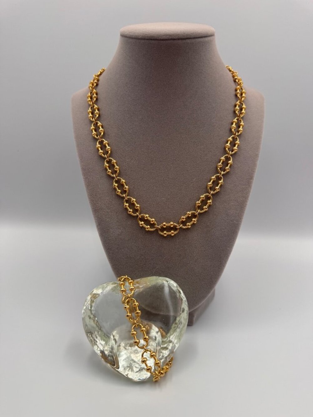 Vintage Avon Gold Tone Oval Link Necklace Bracelet Set Signed 17” 6.5”